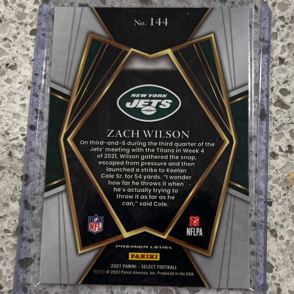 ZACH WILSON ROOKIE CARD NFL SELECT PANINI 2021 NEW YORK JETS - Picture 2 of 2